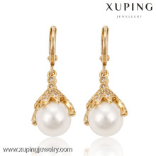 91187 Xuping Fashion wholesale high quality artificial pearl drop earring in gold drop earring